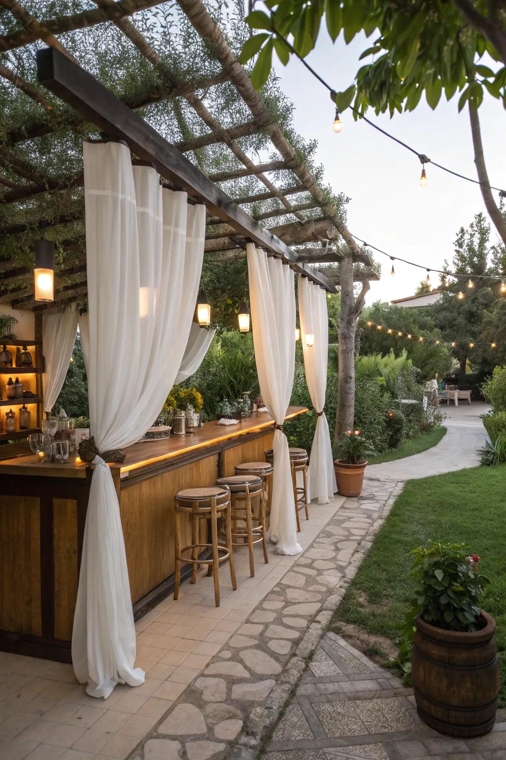 Create a stylish and shaded bar area with a pergola.