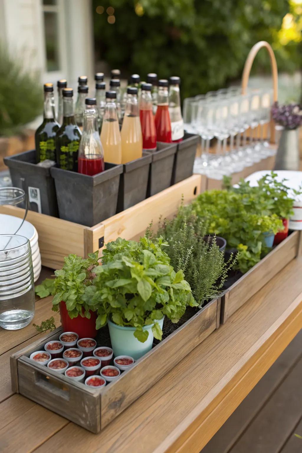 Enhance your cocktails with a fresh herb station.