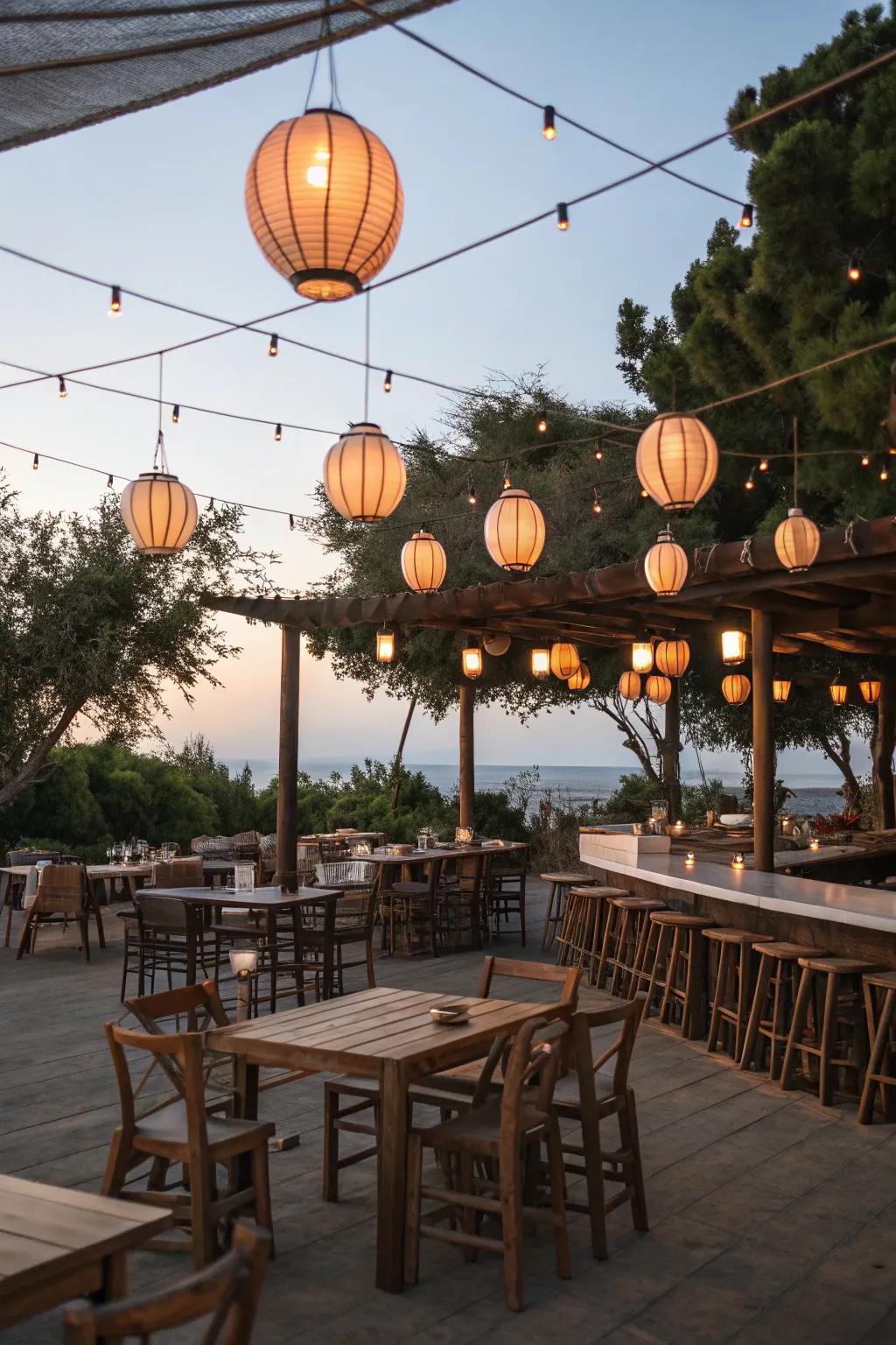 Enchant your guests with hanging lanterns.