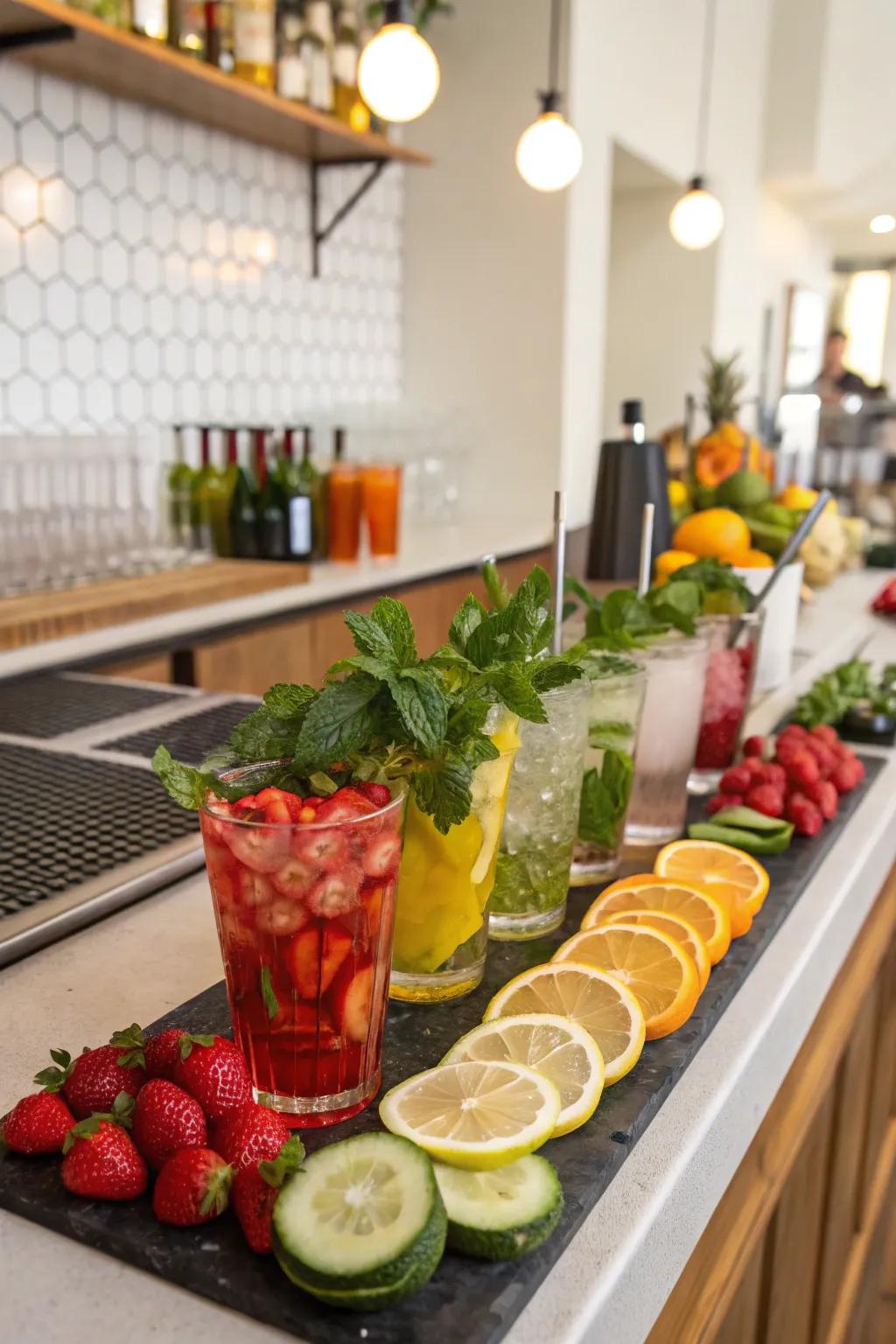 Add a splash of color with vibrant drink garnishes.