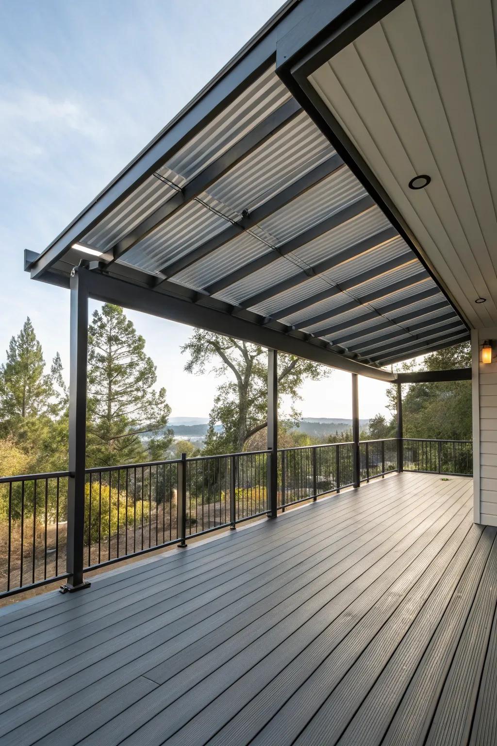 Year-round durability with a metal deck overhang.