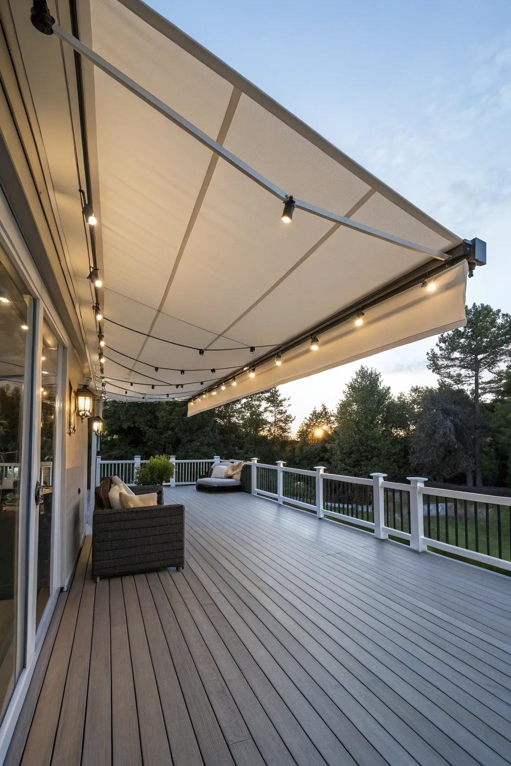 Flexible comfort with a retractable fabric overhang.