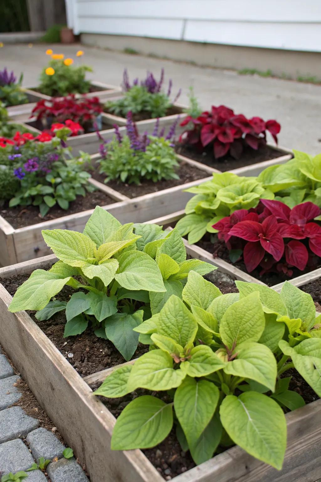 Coordinating plant colors enhances garden aesthetics and mood.
