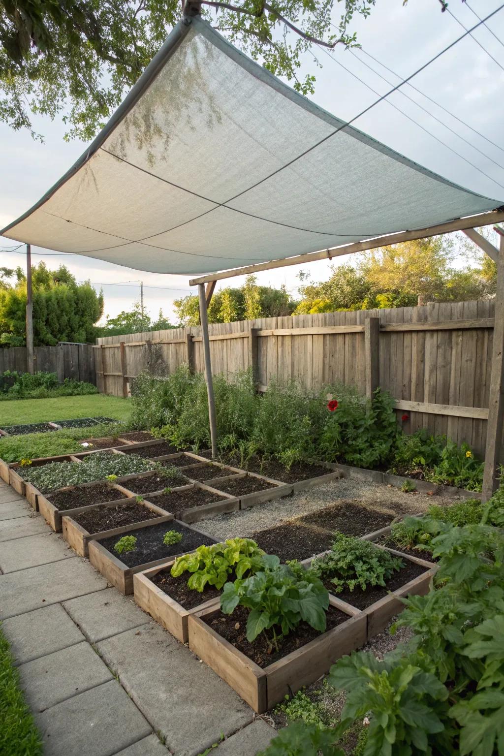 Shade structures protect your plants and improve garden comfort.