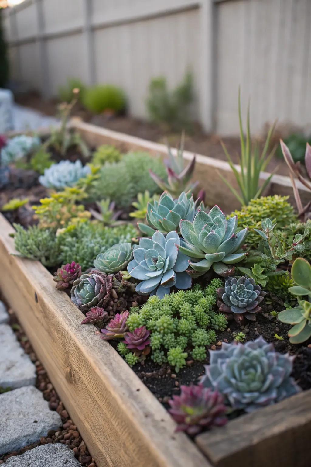 Succulents provide low-water, resilient garden interest.