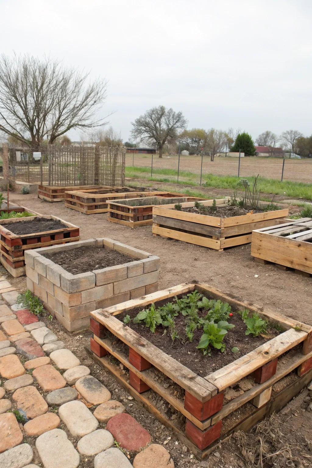 Reusing materials supports sustainability and rustic aesthetics.