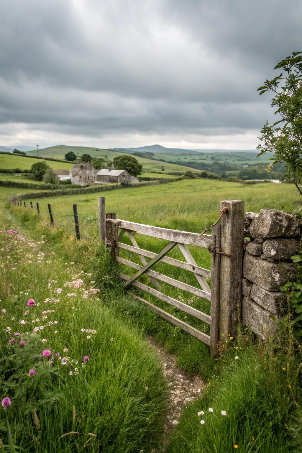 Simple wooden farmhouse gate.