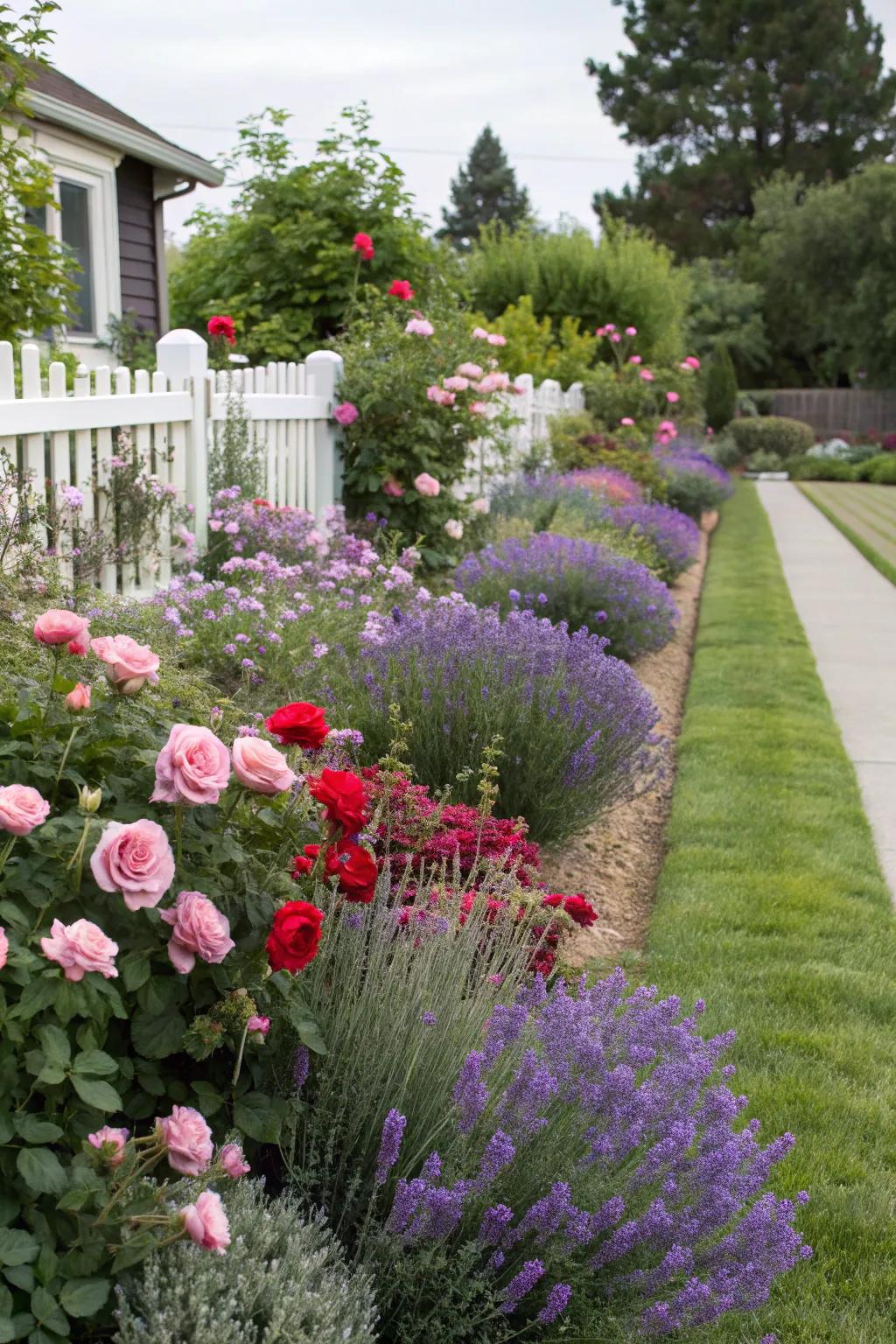 Lavender complements roses perfectly in the garden.