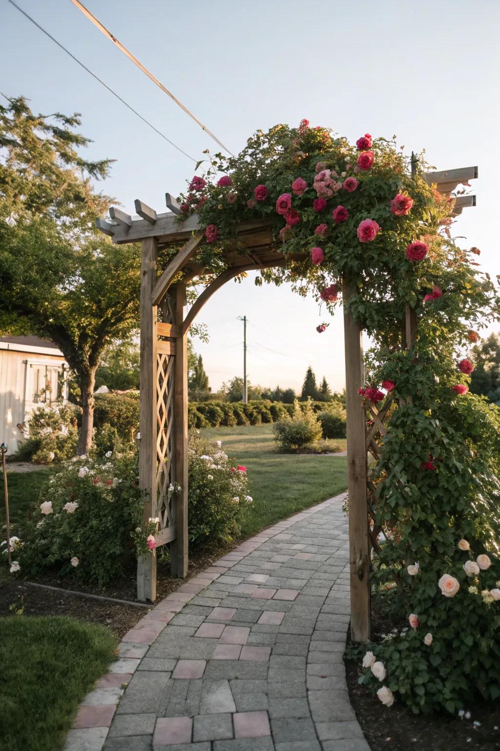 A graceful arch adorned with roses.