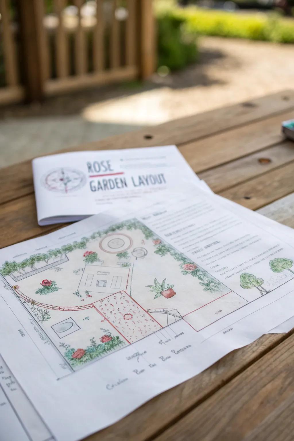 Using sketches to design a thoughtful rose garden.