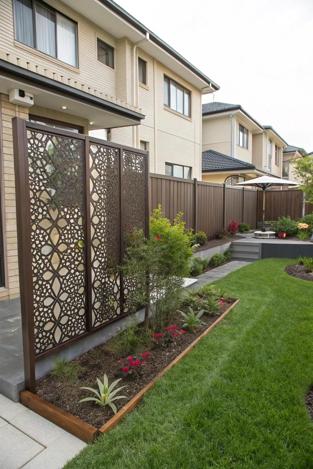 Decorative screens add privacy and artistic flair