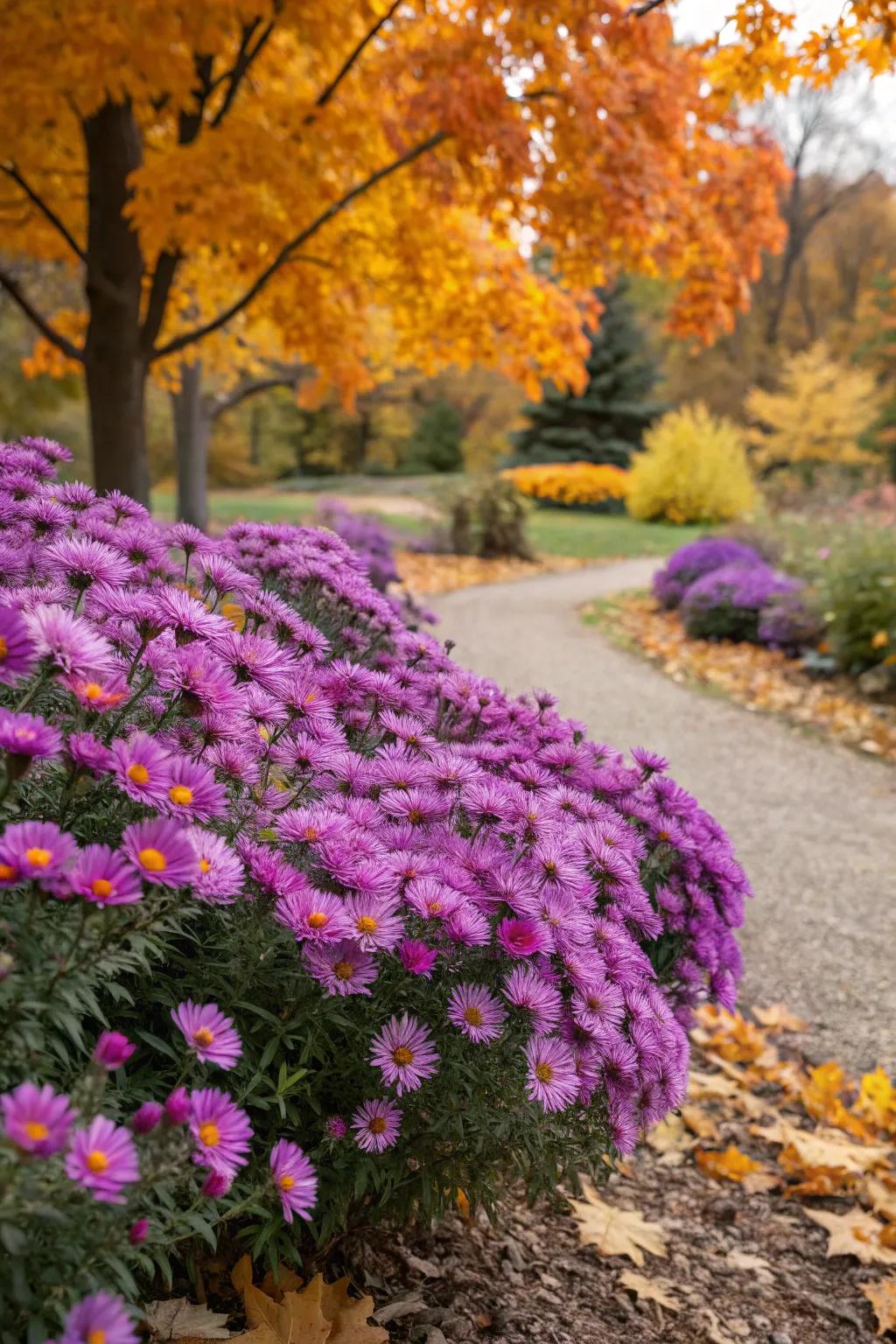 Asters bring cool hues to your fall garden.