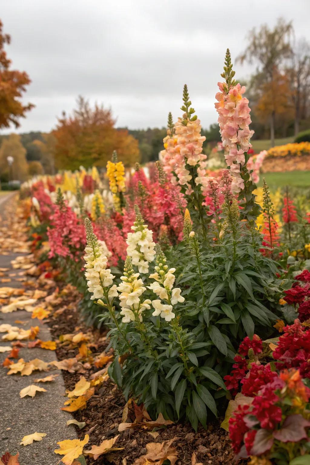 Snapdragons add vibrant color well into fall.
