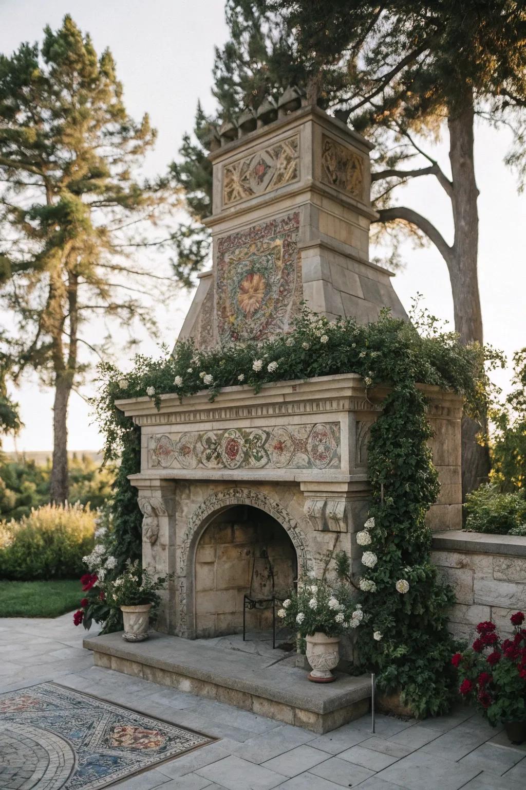 Artistic stone mosaic patterns adding a touch of elegance.