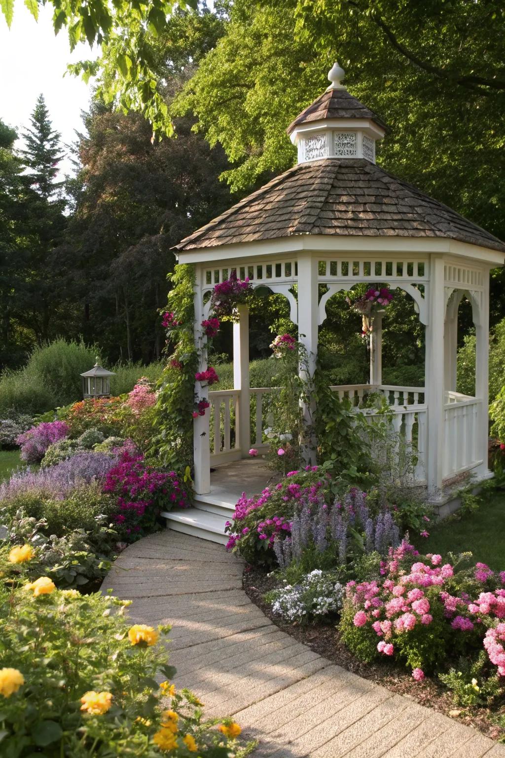 A classic gazebo offers shade and style.