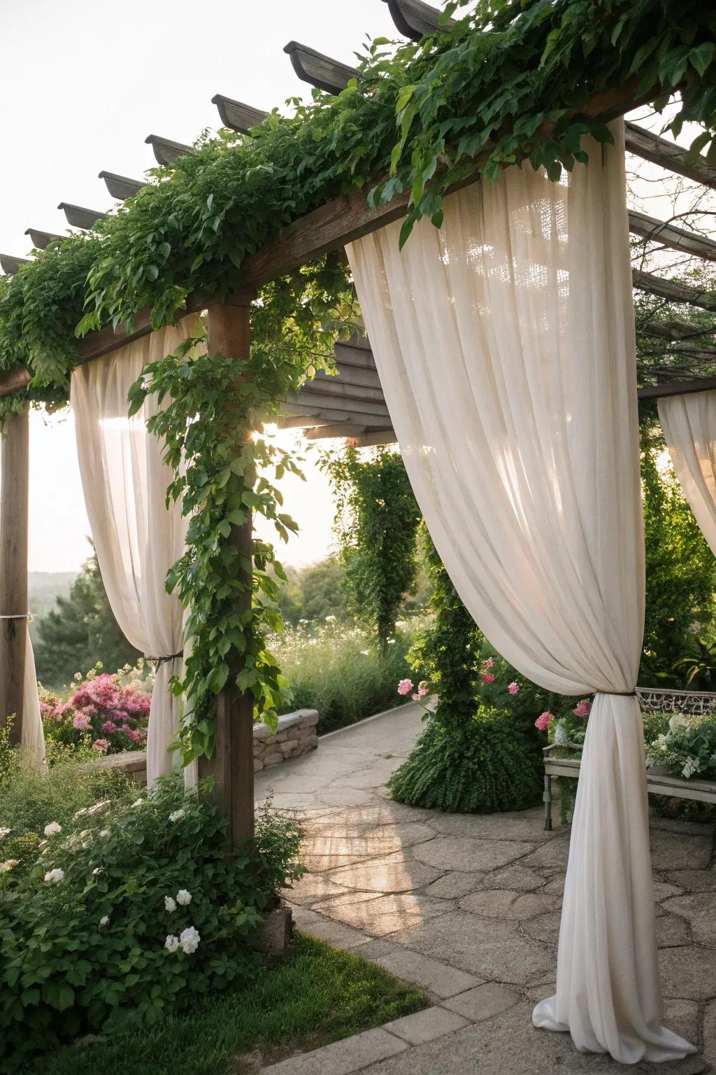 DIY drapes add elegance and shade.