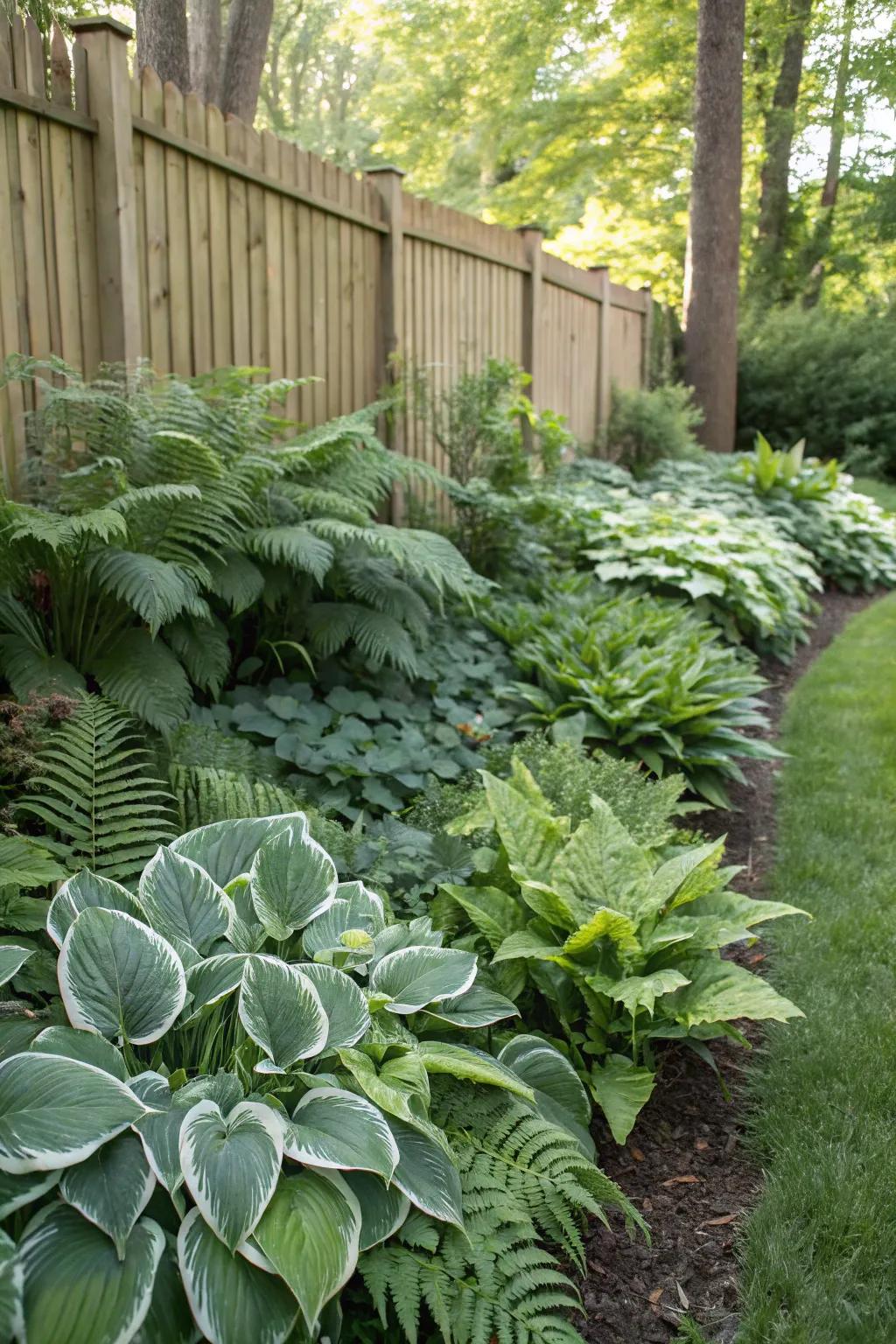 Shade-loving borders add depth and coolness.
