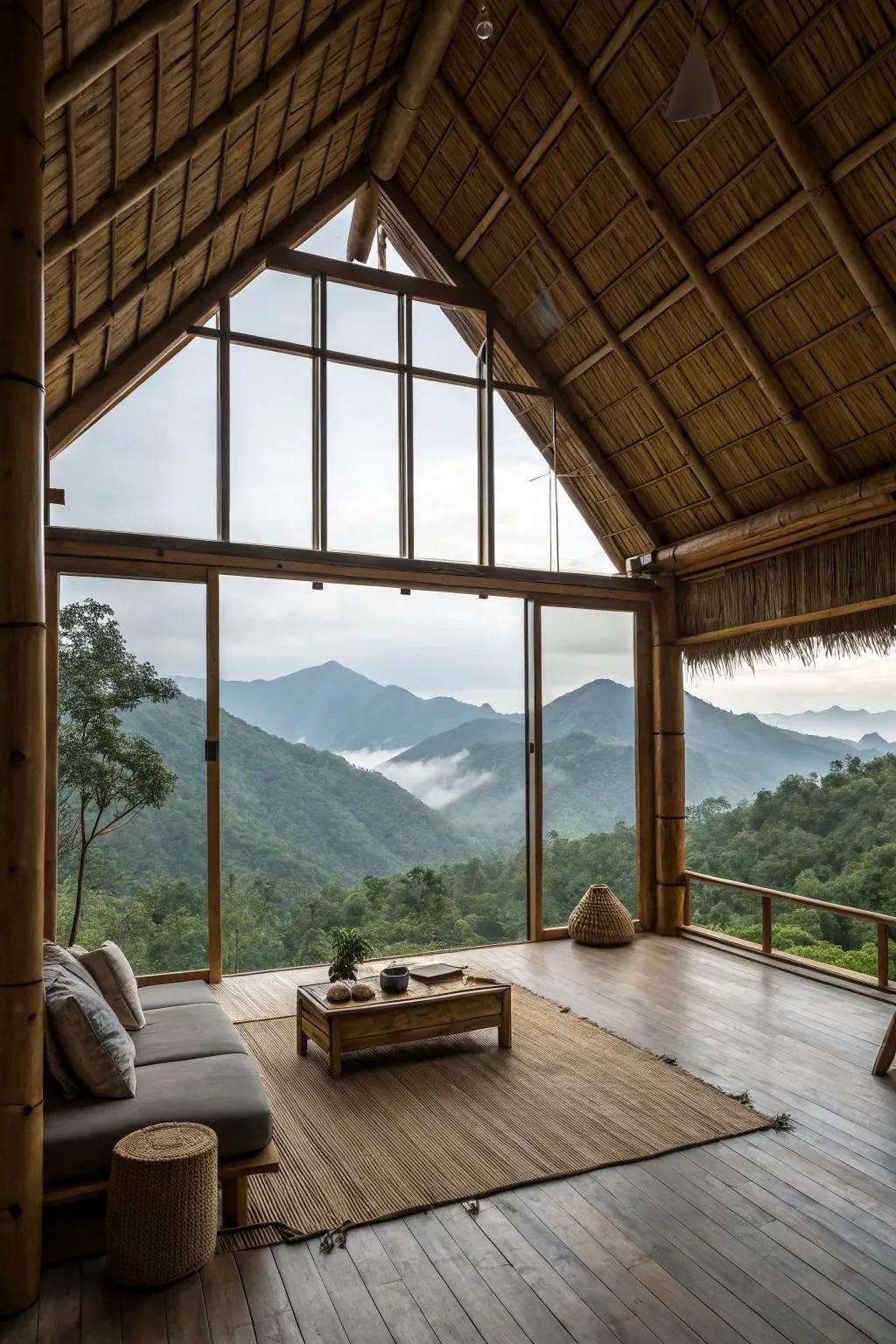 A minimalist bamboo loft that values simplicity and style.