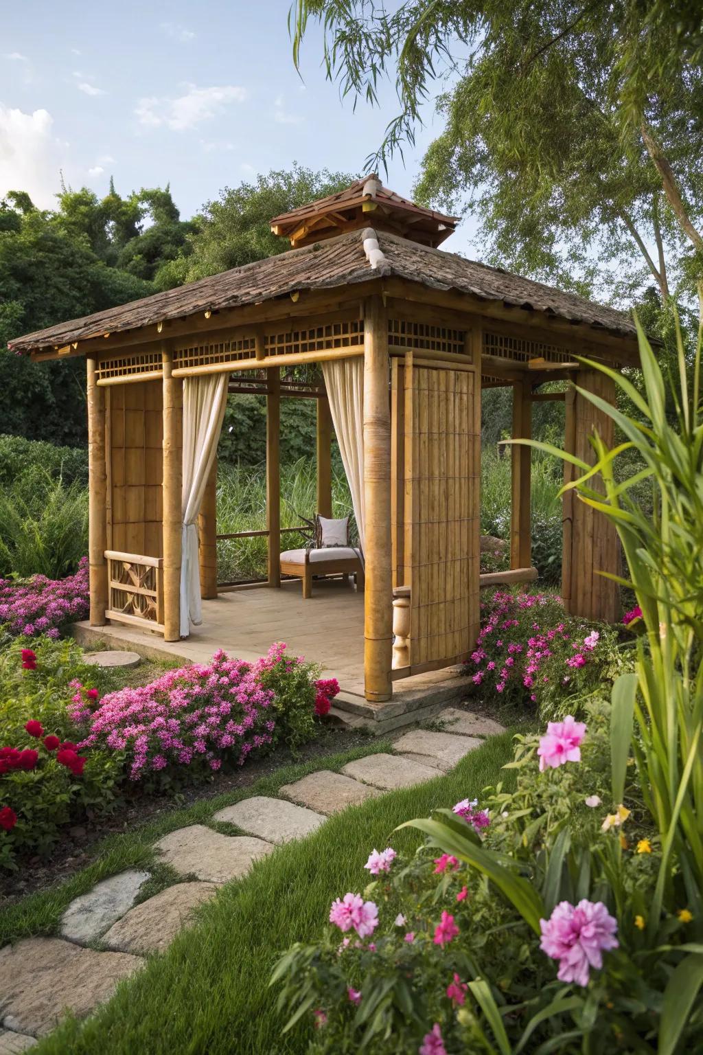 A bamboo pavilion that invites nature into your living space.