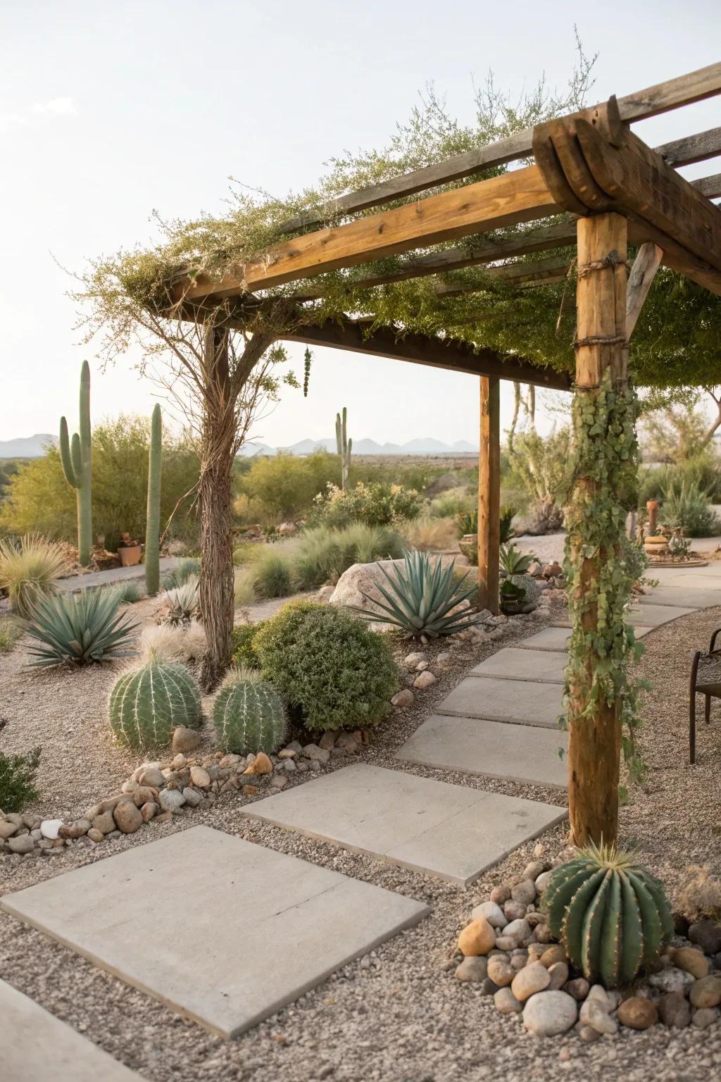 A pergola offering shade and style in the garden.
