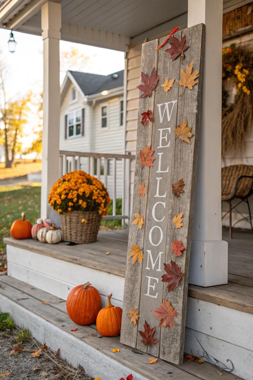 Rustic wooden signs add a personal touch to your Easter porch.