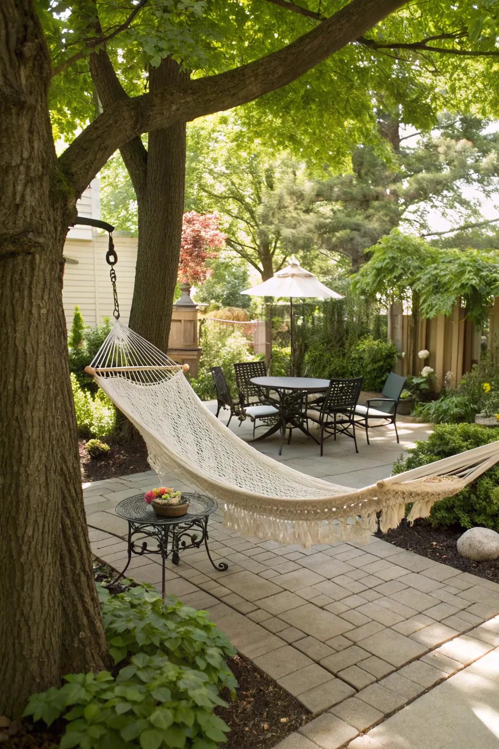 A hammock providing a perfect retreat for relaxation.