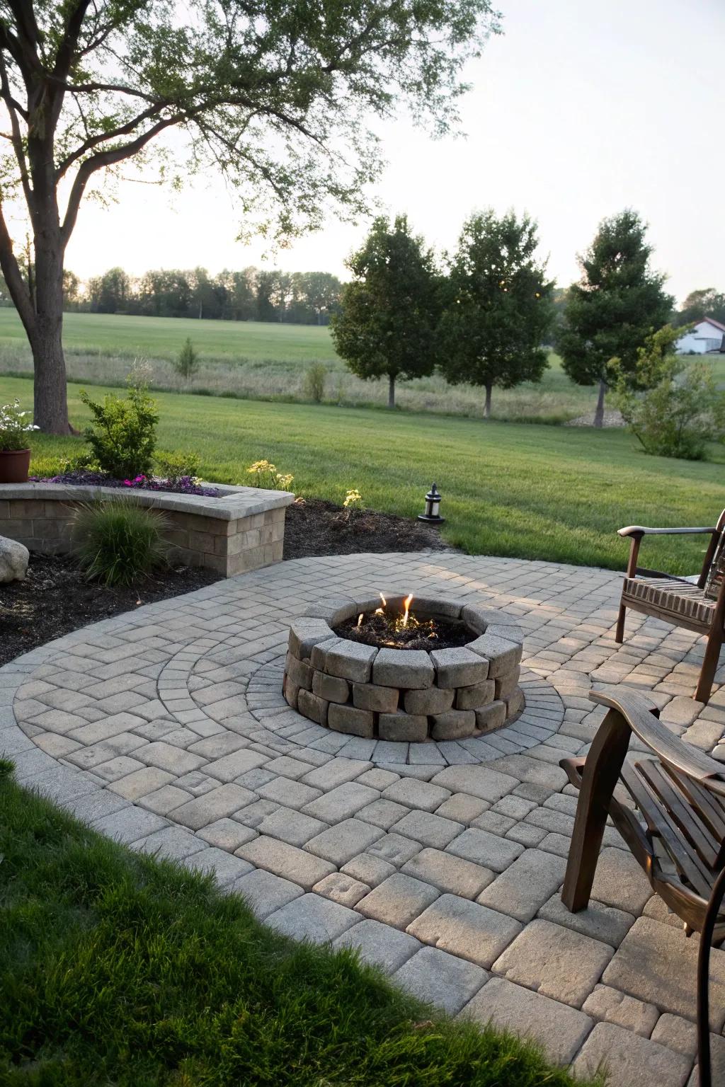 A paver patio base offers a clean, polished look for your fire pit area.
