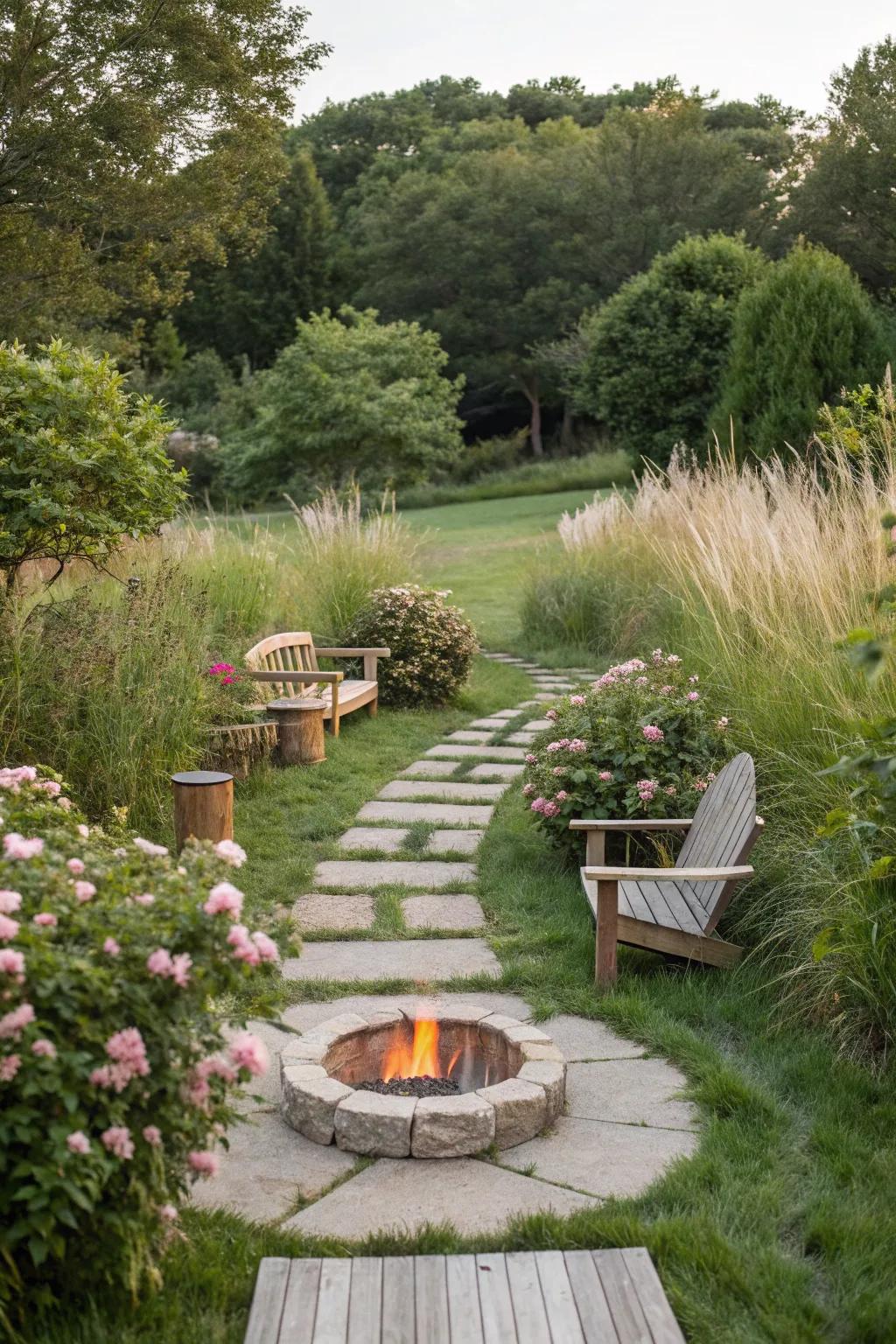 Destination fire pits create an immersive outdoor retreat.