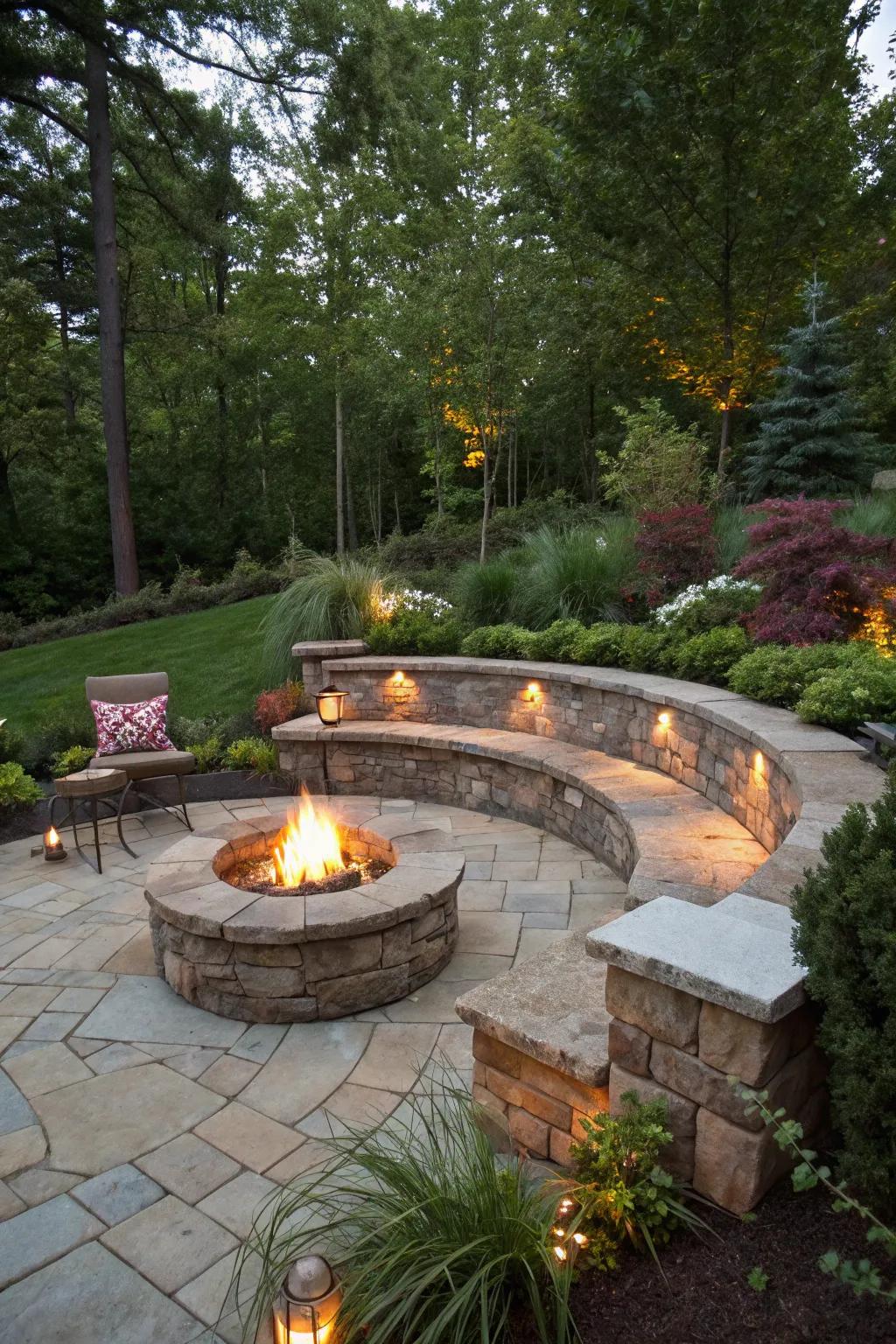 Seating walls provide a permanent and stylish gathering space.