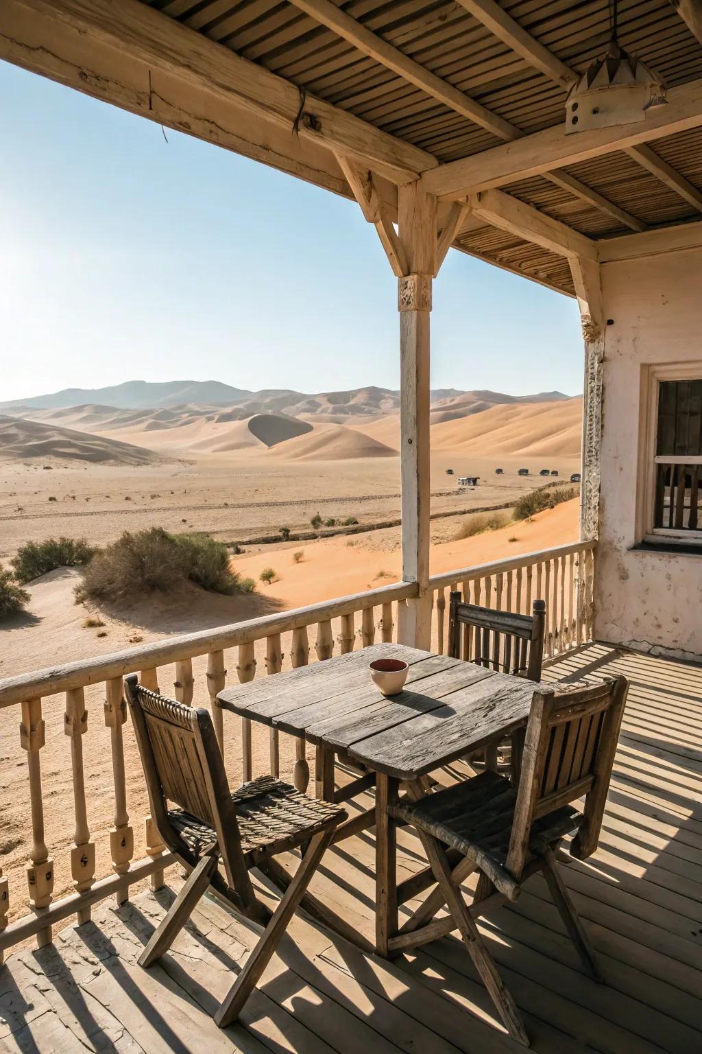 Rustic wooden furniture adds a timeless appeal.