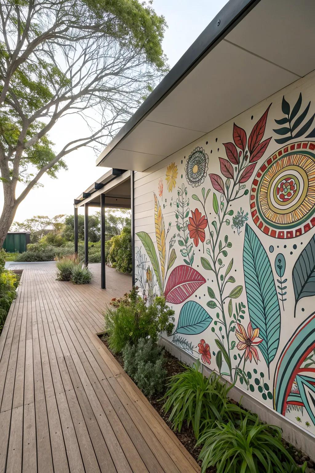 A mural can turn your deck wall into a piece of art.