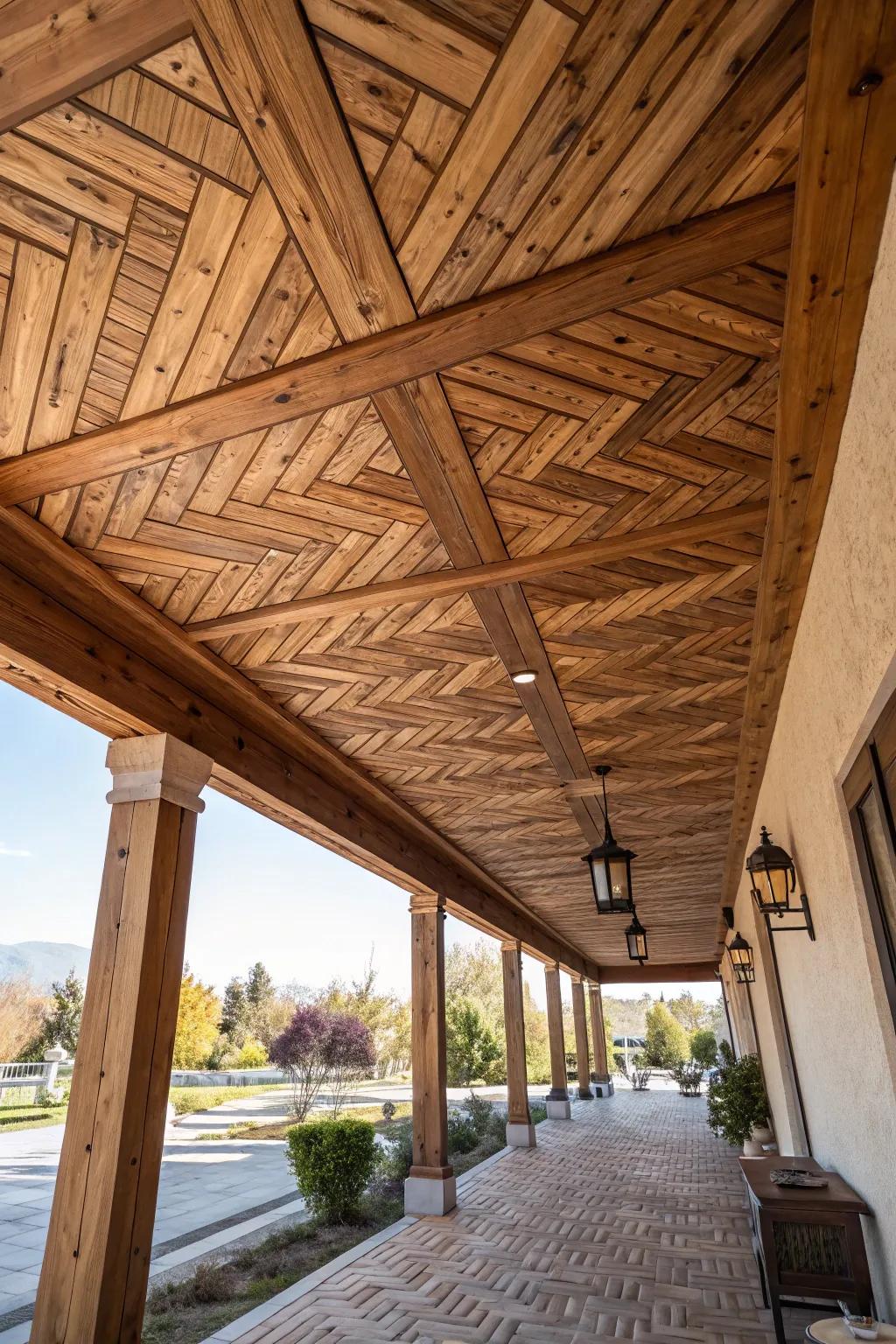 Intricate patterns can turn your wood ceiling into a work of art.