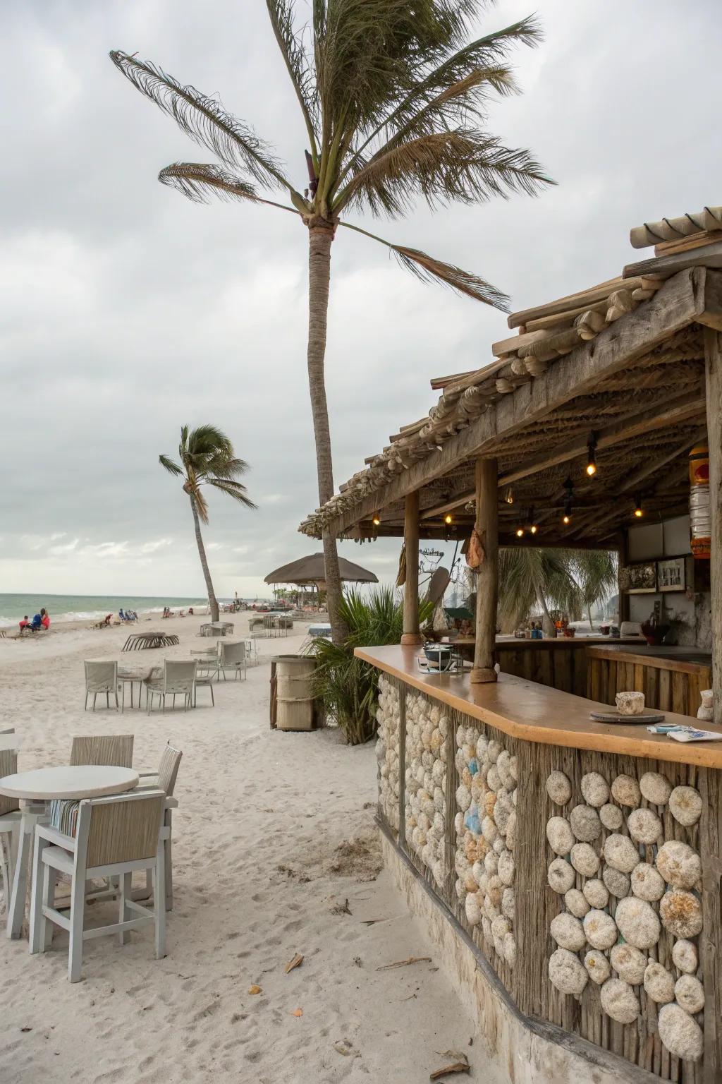 Seashell decor adds a charming coastal touch.