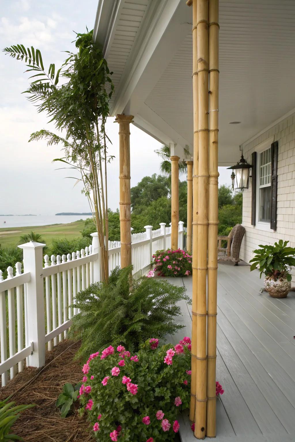 Faux bamboo creates a zen-like, exotic retreat.