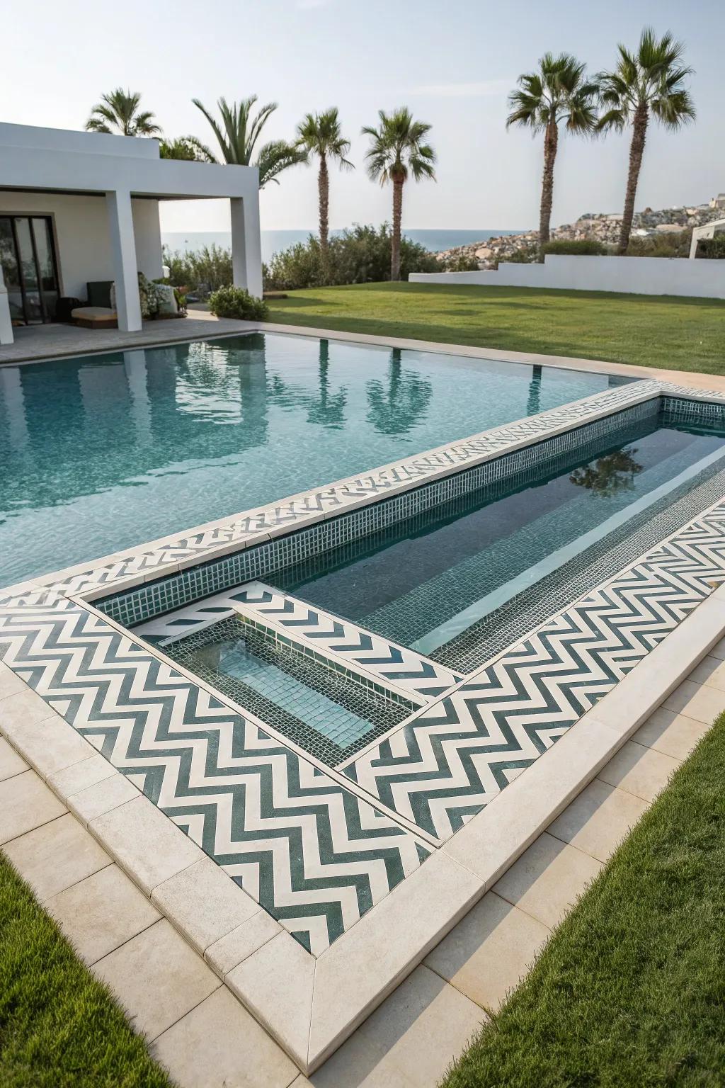 Add visual interest with geometric tile patterns.