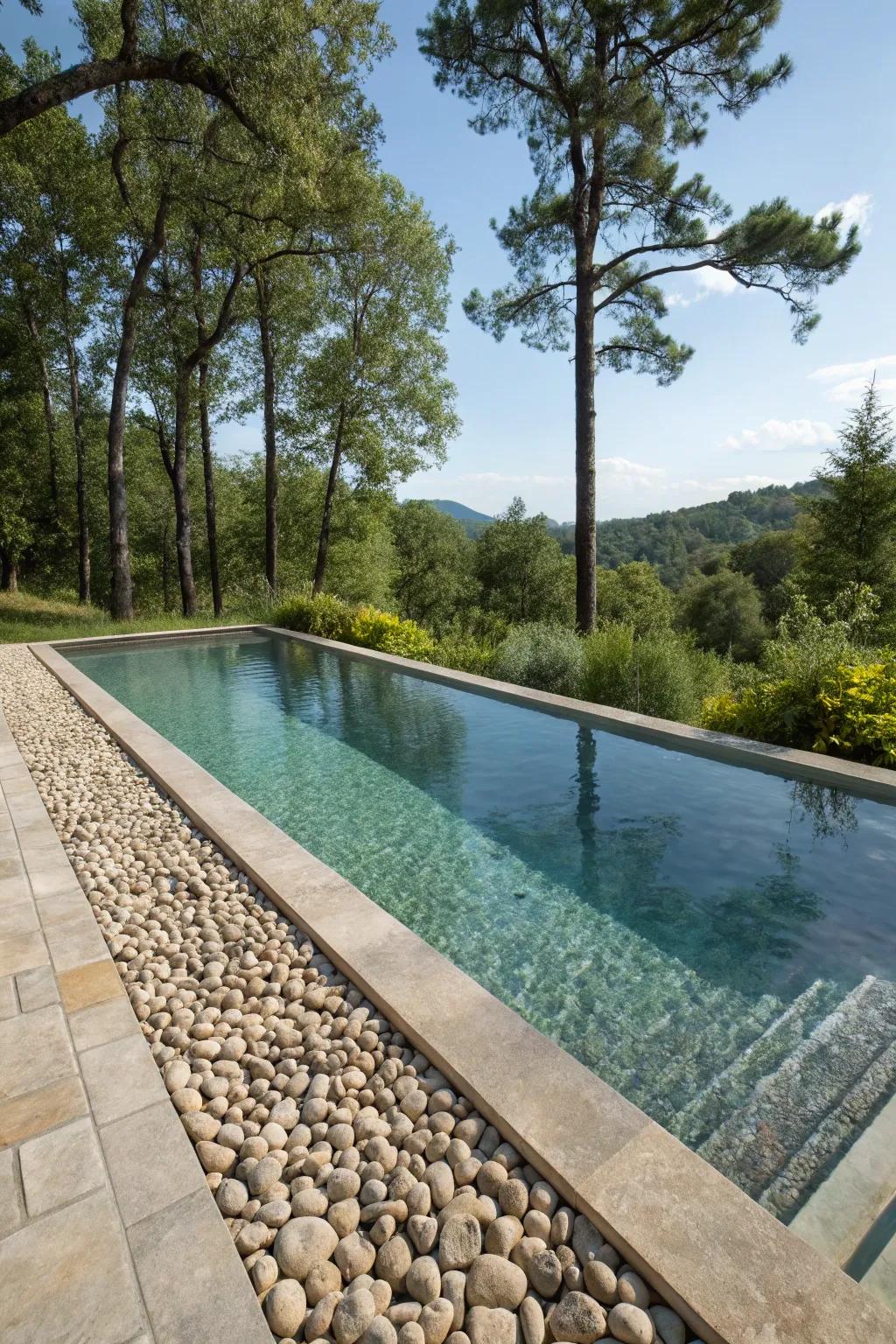 Transform your pool into a natural oasis with a pebble finish.
