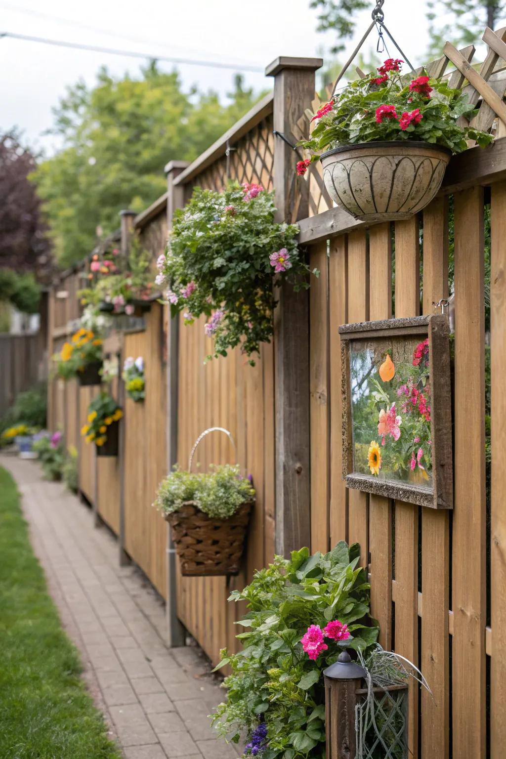 Hanging decor adds a personal touch to your fence.
