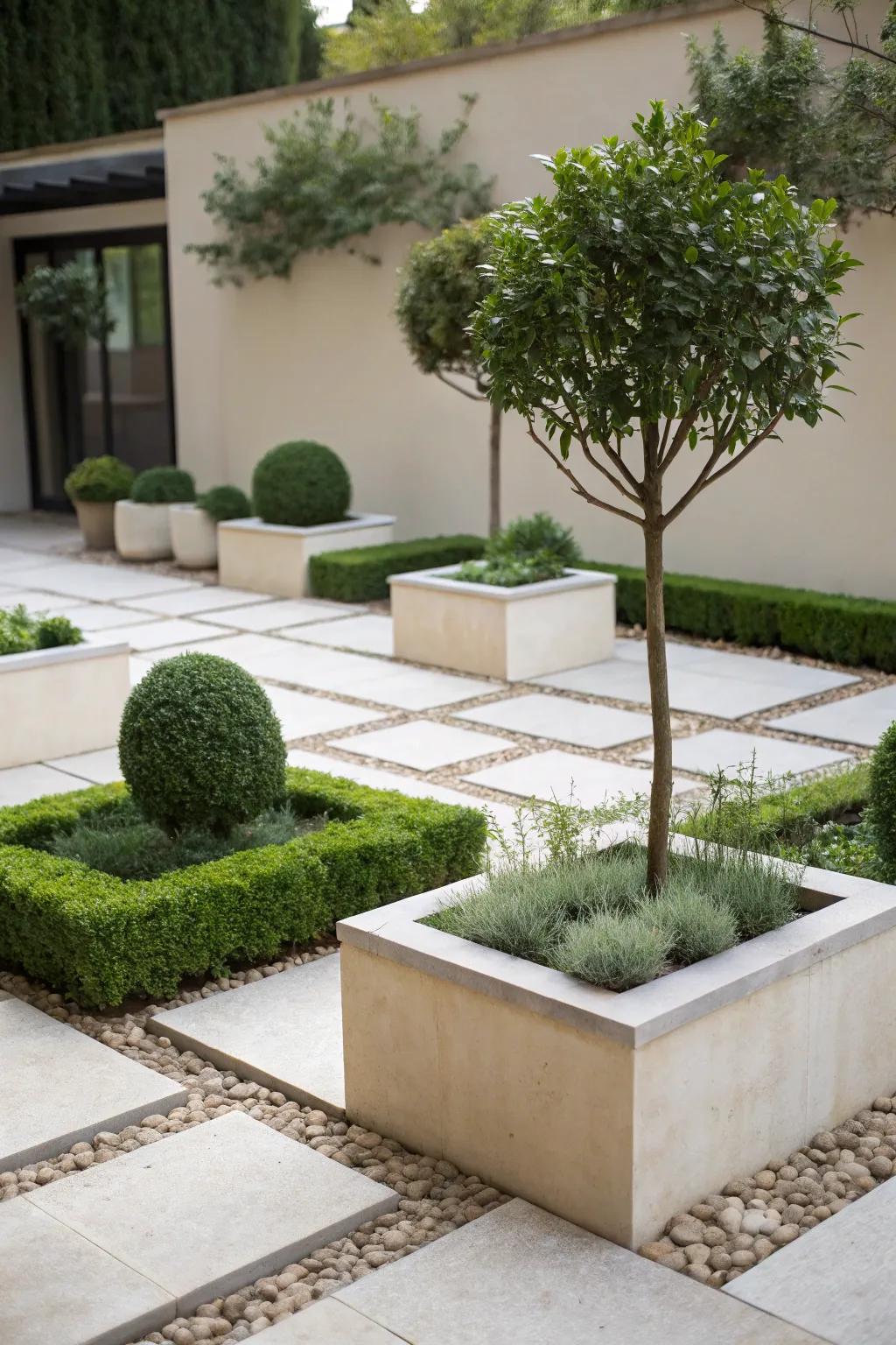 Minimalist layouts create serene, low-maintenance spaces.