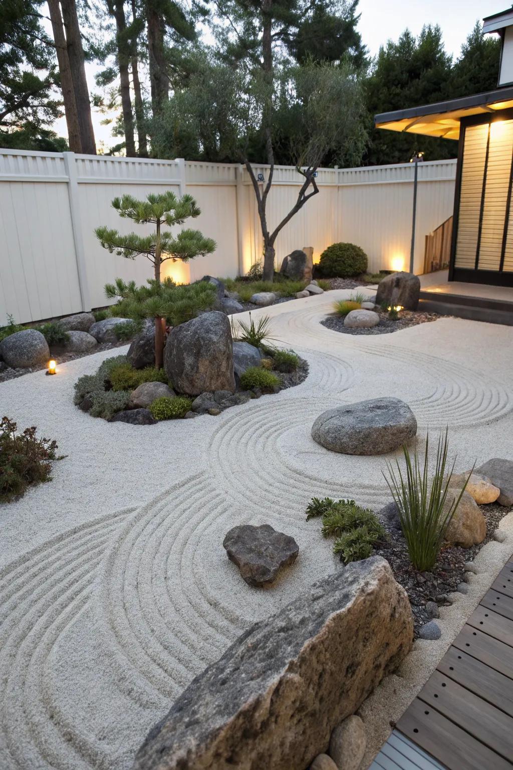 Zen gardens provide peace and simplicity.