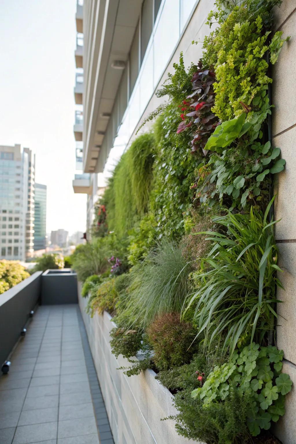 Vertical gardens offer a unique, low-maintenance option.