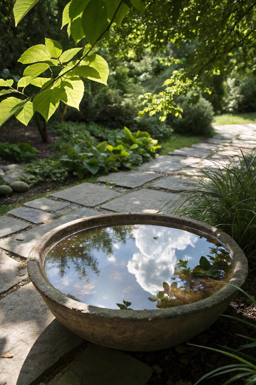 A reflective water bowl adds stunning visual effects.