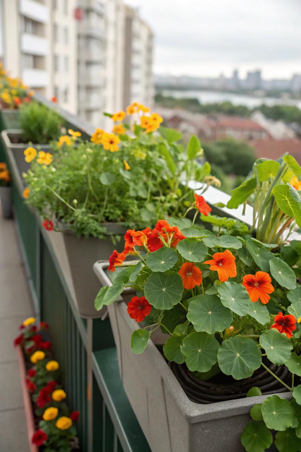 Bright nasturtium flowers enhancing the garden.