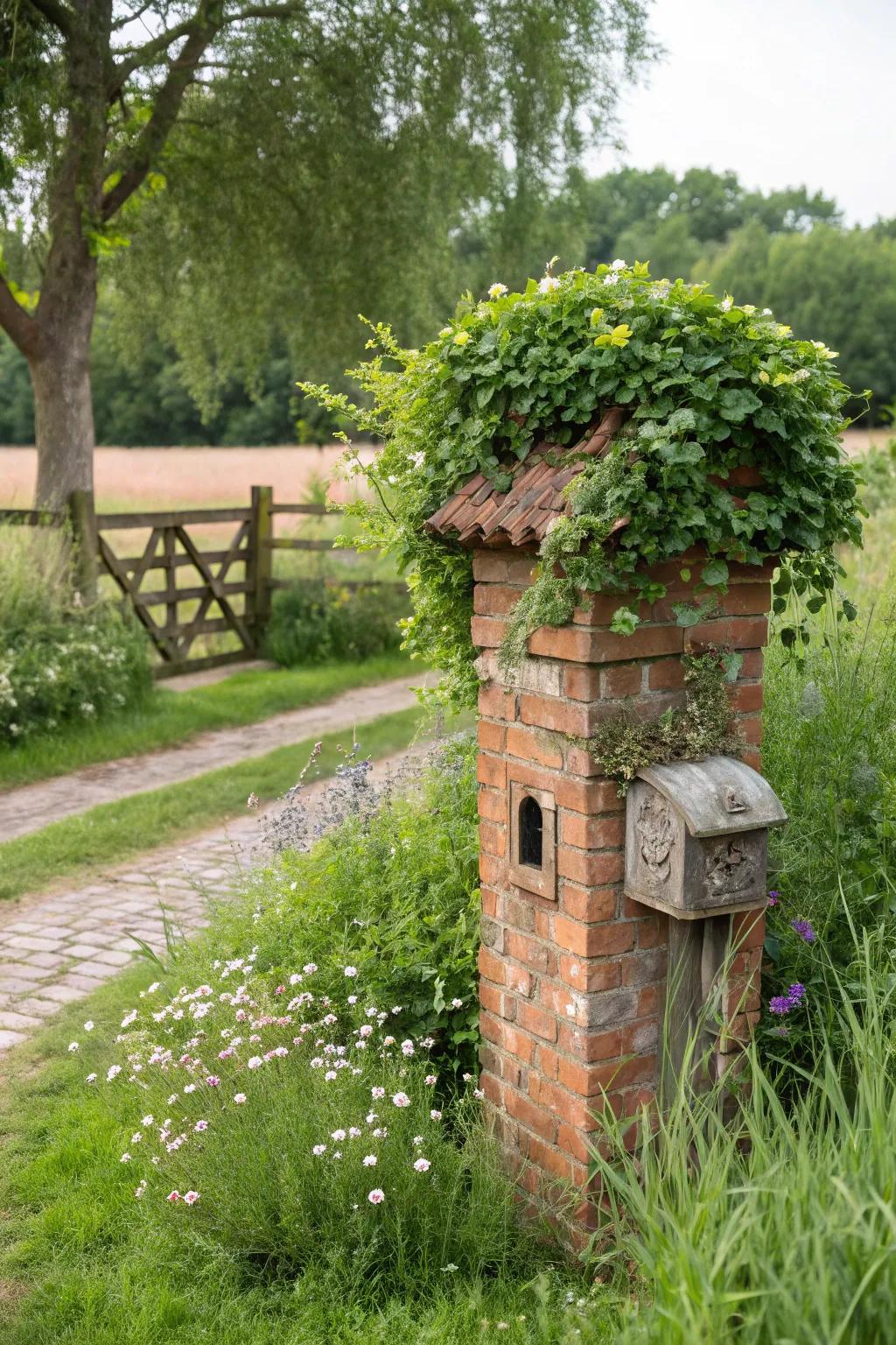 Merge your mailbox with natural greenery using vine-covered toppers.
