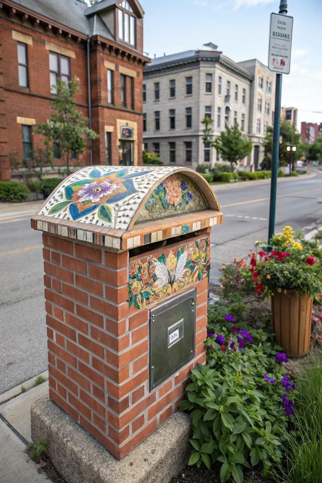 Showcase creativity with a mosaic-tiled mailbox topper.