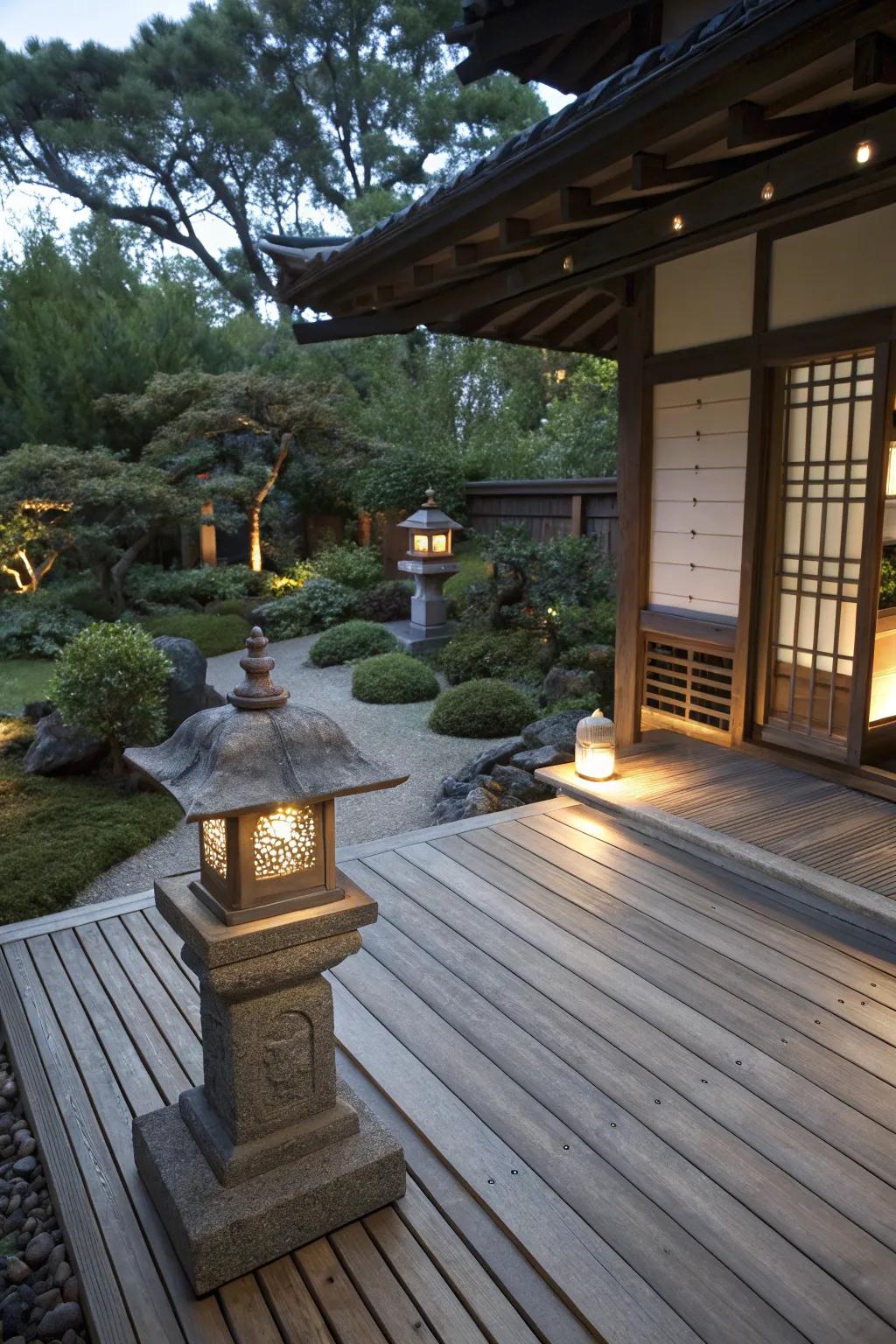 Deck glowing with built-in lighting features.