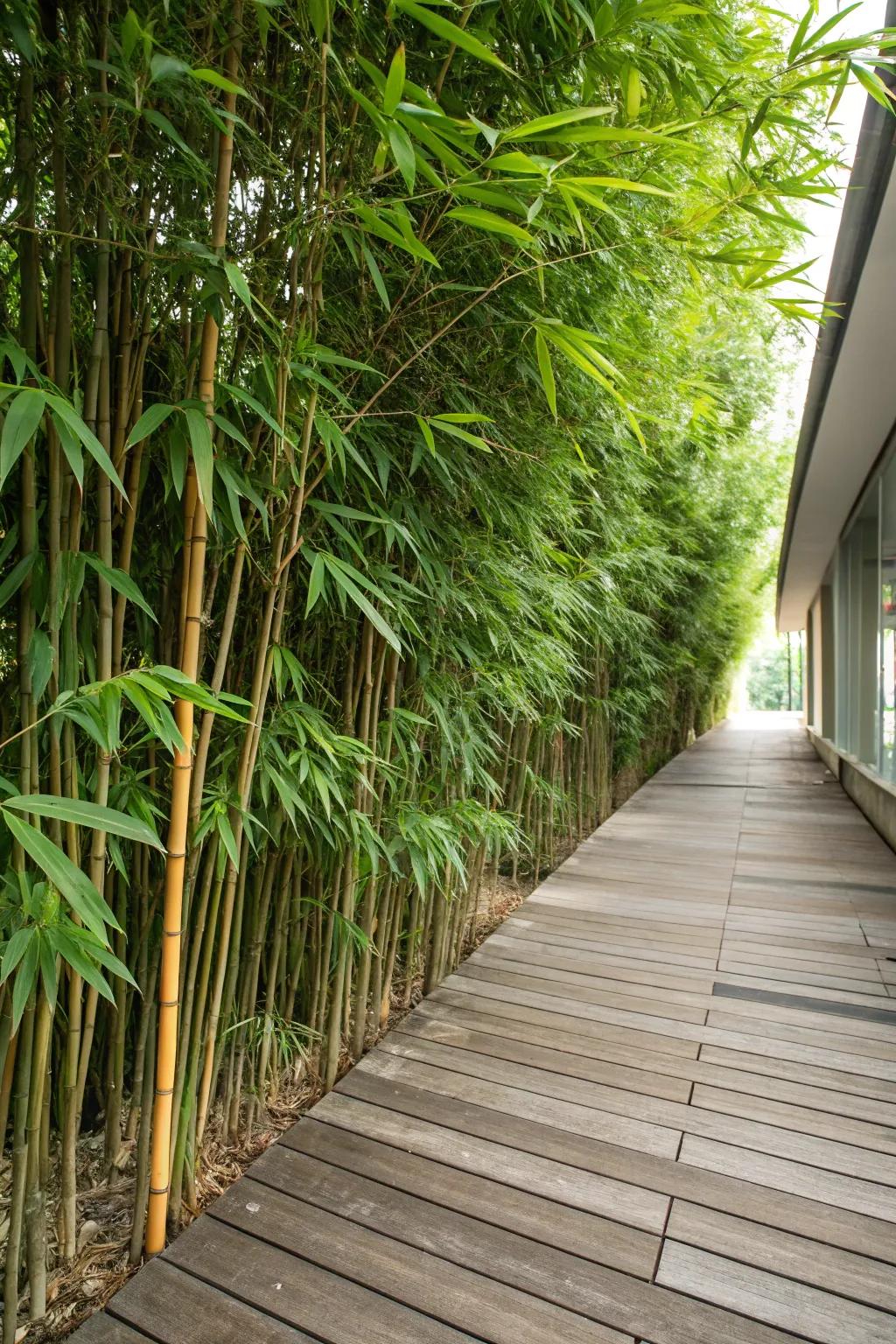 Bamboo plants creating lush natural understory.