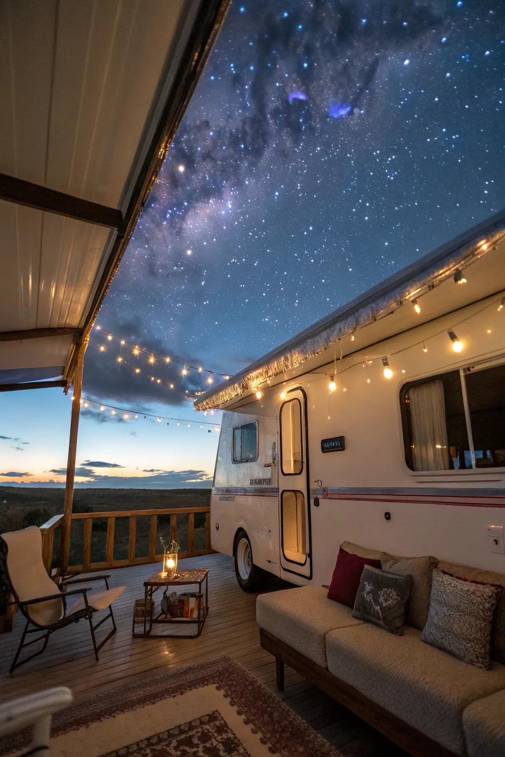 Galaxy projectors offer a cosmic escape on your RV porch.