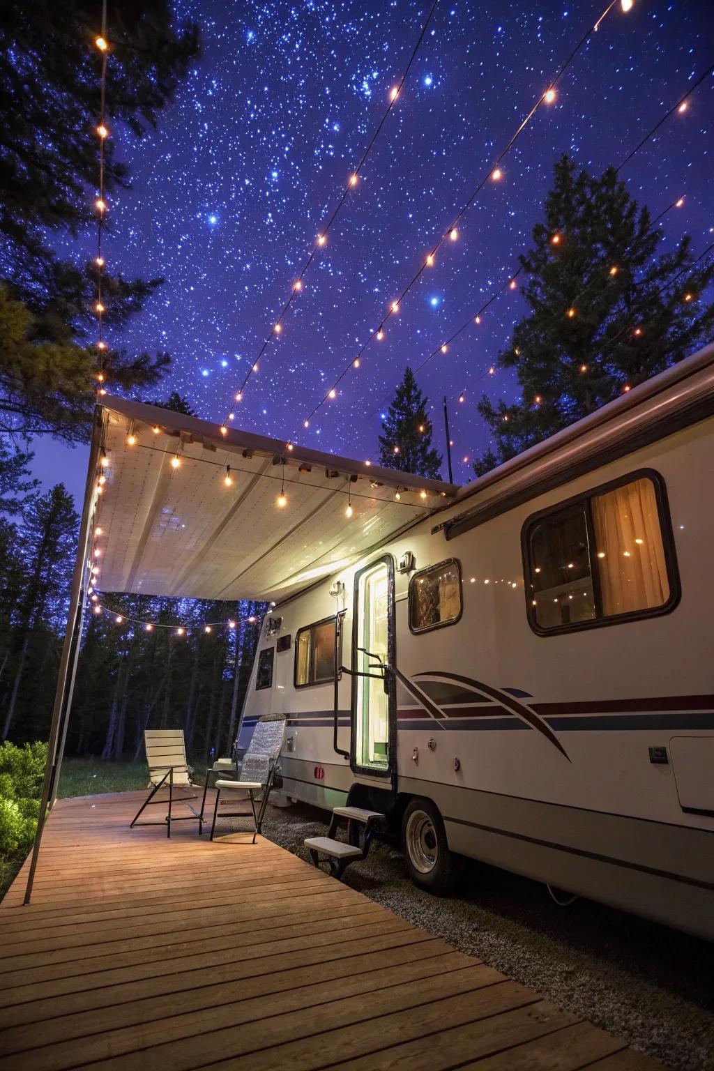 Laser lights create a starry night right on your porch.