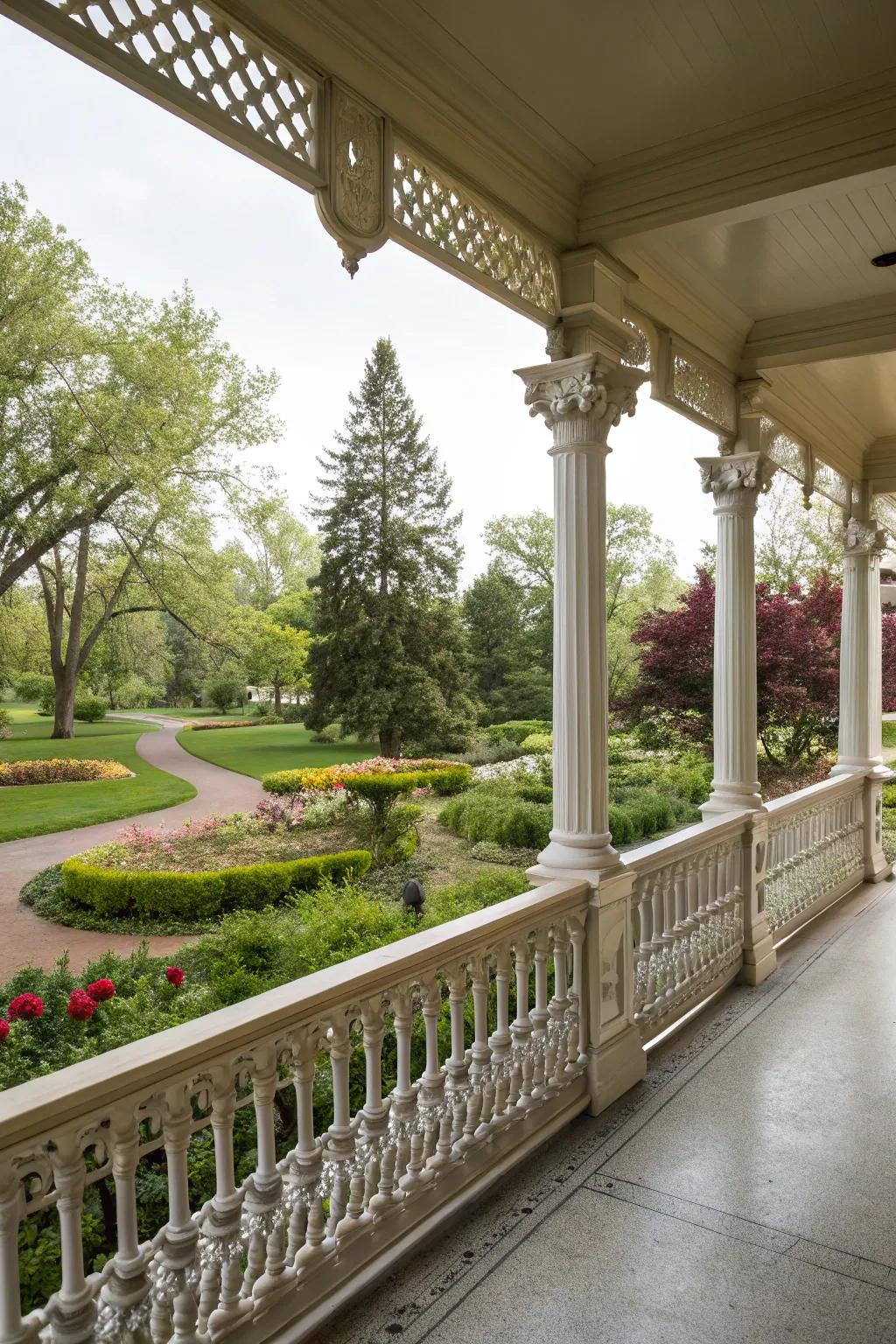 Architectural details adding elegance to the porch.