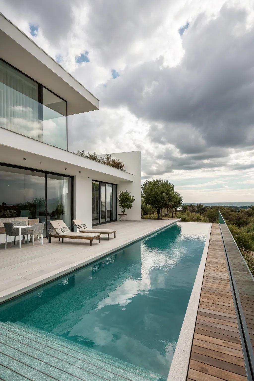 A sleek and modern pool design that exudes contemporary elegance.